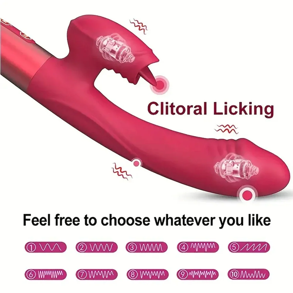 Vibromasseur puissant pour femmes, avec léchage de langue, stimulateur de Clitoris, masturbateur féminin, gode point G, produits pour adultes, jouets sexuels