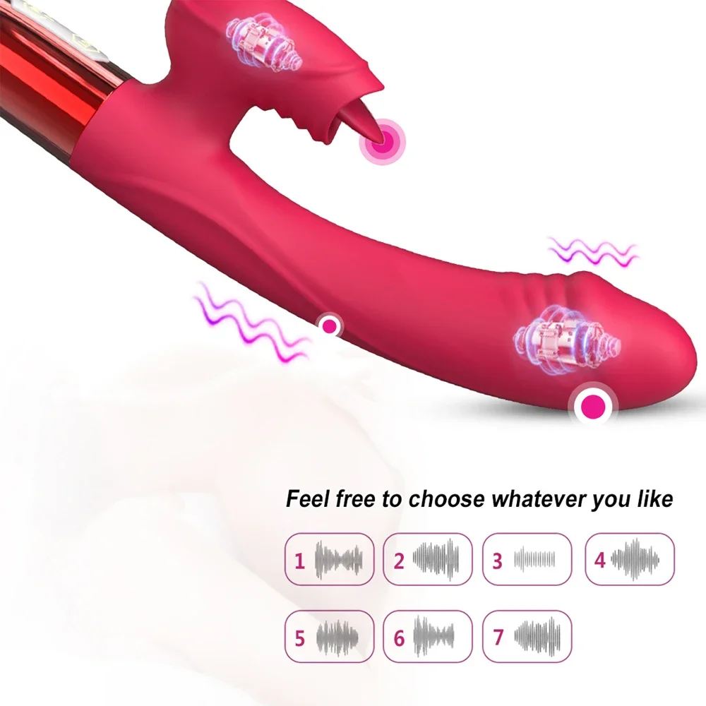Vibromasseur puissant pour femmes, avec léchage de langue, stimulateur de Clitoris, masturbateur féminin, gode point G, produits pour adultes, jouets sexuels