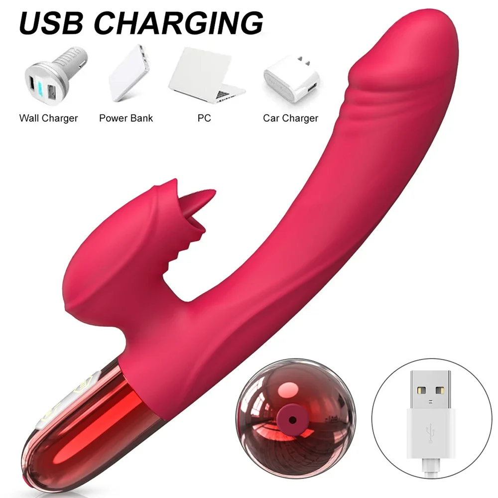 Vibromasseur puissant pour femmes, avec léchage de langue, stimulateur de Clitoris, masturbateur féminin, gode point G, produits pour adultes, jouets sexuels