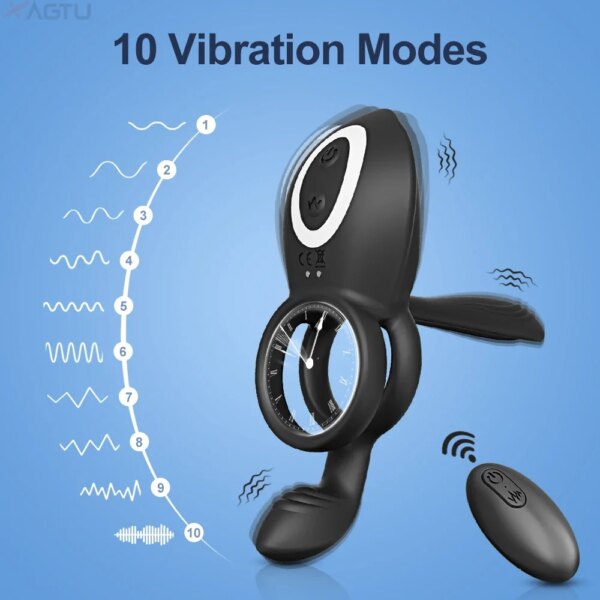 Anneau pénien vibrant pour hommes retard d'éjaculation anneau de pénis érectile masculin g-spot Clitoris stimulateur Anal jouet sexuel adulte pour les Couples – Image 2