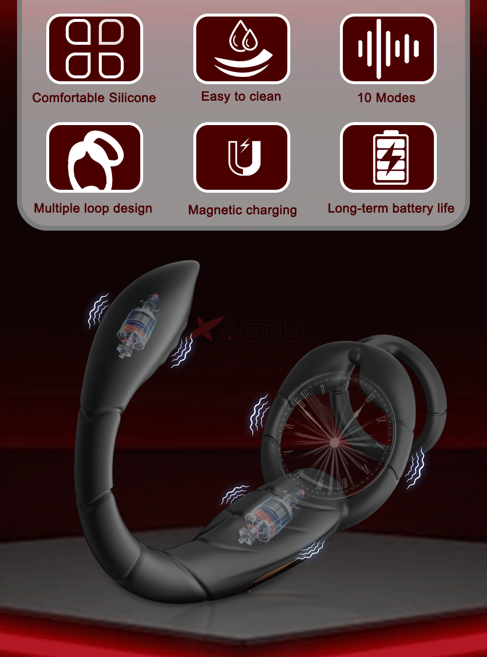 Vibromasseur de Prostate pour homme, anneau pénien, Double anneau, Plug Anal, retarde l'éjaculation, masturbateur masculin, jouets sexuels pour hommes