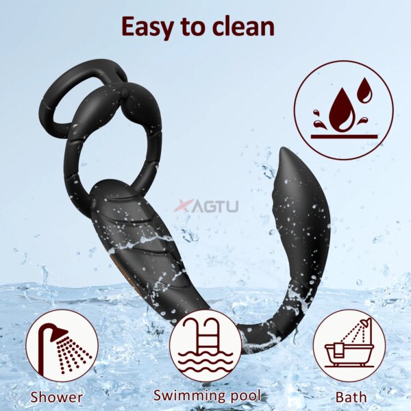 Vibromasseur de Prostate pour homme, anneau pénien, Double anneau, Plug Anal, retarde l'éjaculation, masturbateur masculin, jouets sexuels pour hommes – Image 6