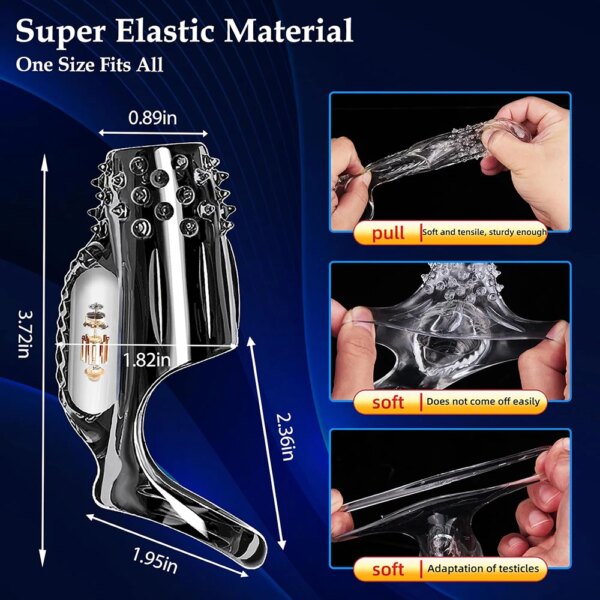 Extensions de manchon de pénis préservatif mâle agrandissement retard vibrateurs clitoris masseur anneau de coq vibrant couverture de pénis jouets sexuels pour hommes – Image 3
