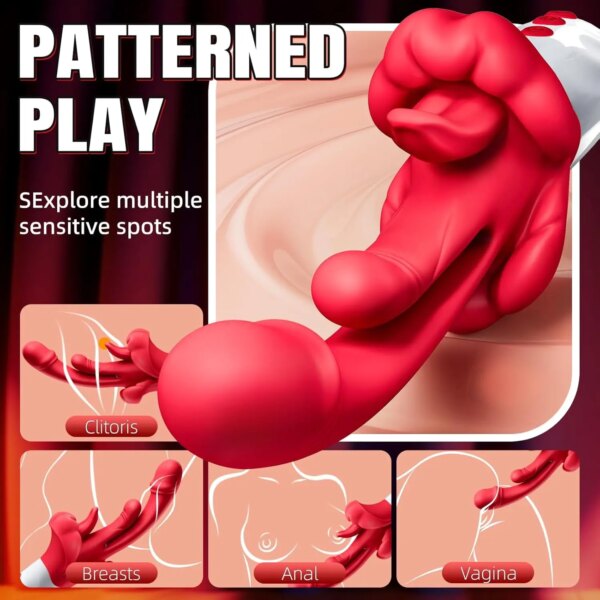 Gode vibrateur de langue 5 en 1 pour femmes, stimulateur de point G pour clitoridien, Vaginal, Anal, masturbateur féminin, jouets sexuels pour adultes 18 – Image 5