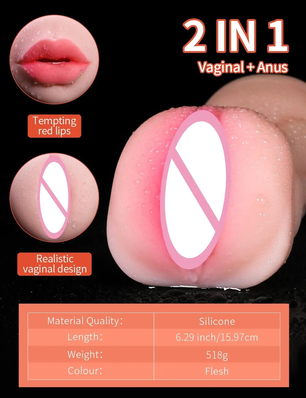 3 en 1 vagin artificiel mâle masturbateur tasse réaliste réel Oral Anal Clitoris Silicone Masturbation pipe jouets sexuels pour hommes