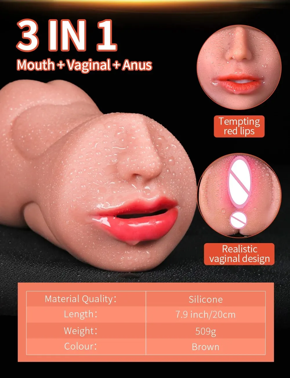 3 en 1 vagin artificiel mâle masturbateur tasse réaliste réel Oral Anal Clitoris Silicone Masturbation pipe jouets sexuels pour hommes
