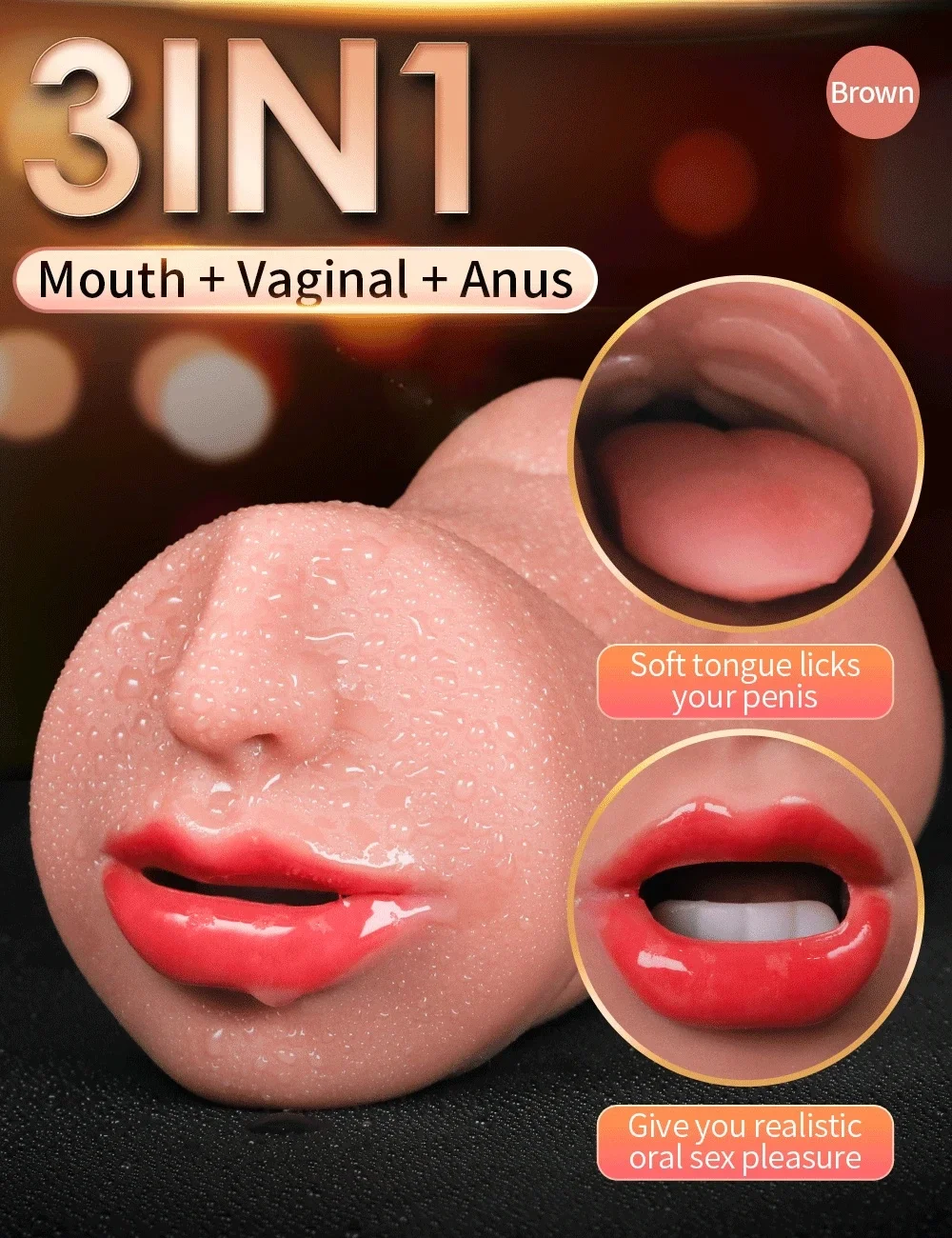 3 en 1 vagin artificiel mâle masturbateur tasse réaliste réel Oral Anal Clitoris Silicone Masturbation pipe jouets sexuels pour hommes