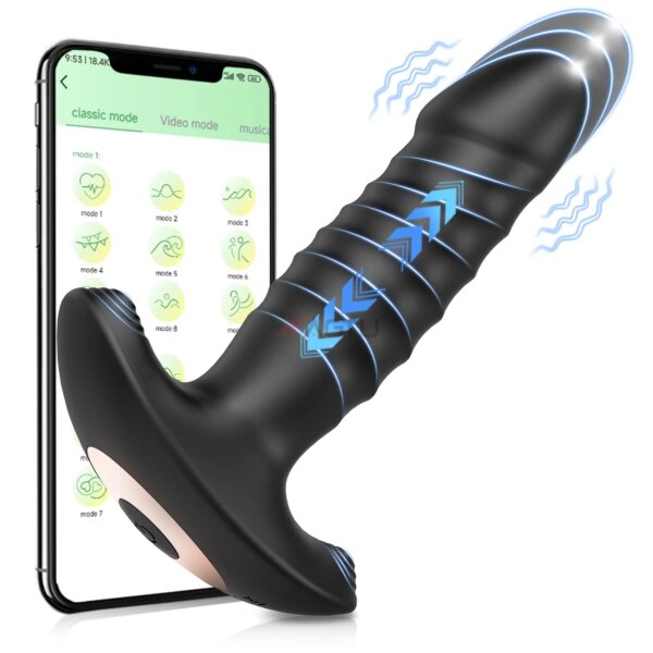 Vibromasseur Anal de poussée avec application pour masseur adulte, gode télescopique, Plug Anal sans fil, jouet sexuel Gay pour produits sexuels pour adultes – Image 2