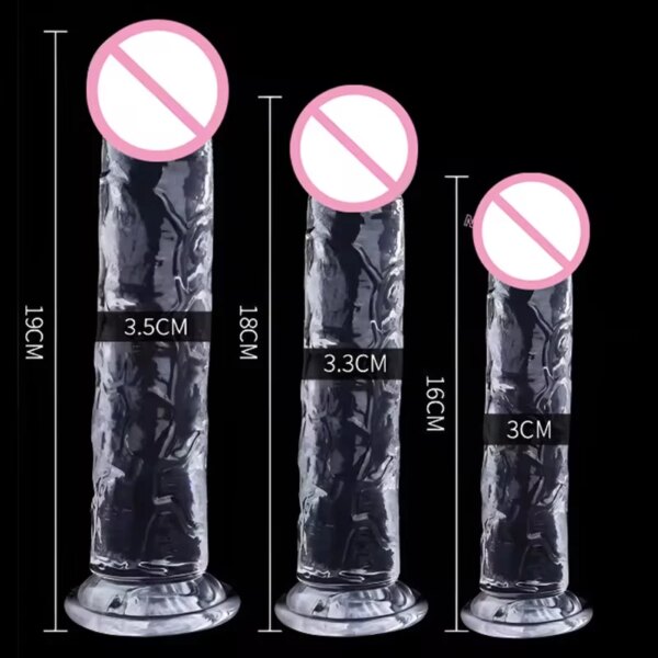 Godemiché en gelée douce transparente, faux pénis réaliste, ventouse, jouets sexuels réalistes pour femmes lesbiennes, masturbateur féminin – Image 6