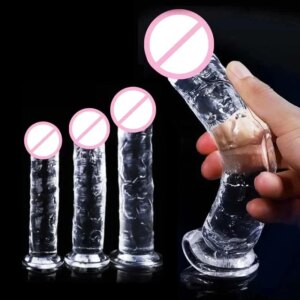 Godemiché en gelée douce transparente, faux pénis réaliste, ventouse, jouets sexuels réalistes pour femmes lesbiennes, masturbateur féminin