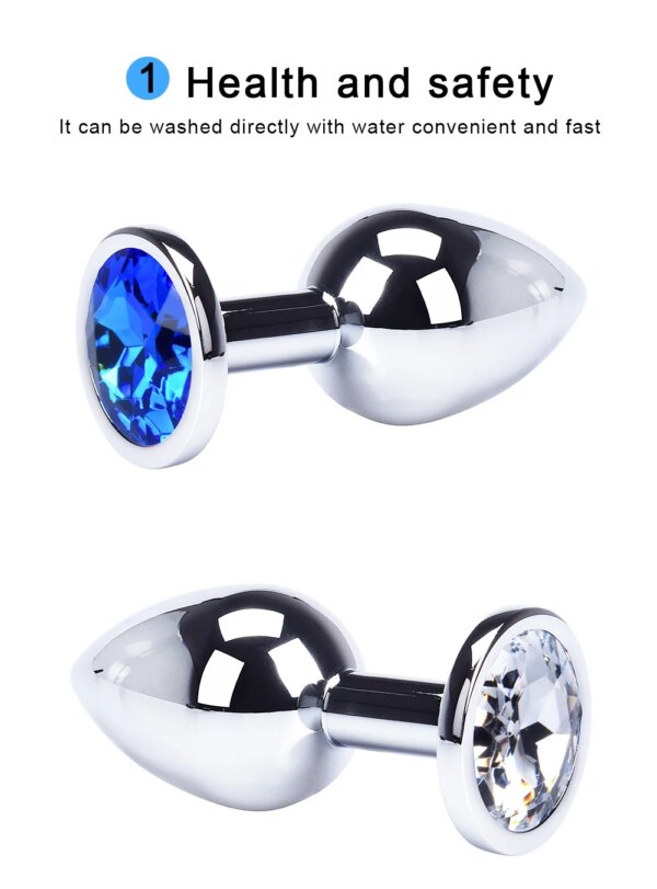 Plug Anal en métal en acier inoxydable, avec bijoux, cristal coloré, perle anale, jouets sexuels pour adultes, jeu pour femmes adultes – Image 4