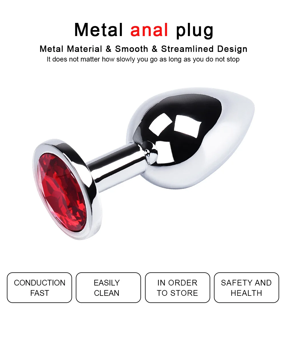 Plug Anal en métal en acier inoxydable, avec bijoux, cristal coloré, perle anale, jouets sexuels pour adultes, jeu pour femmes adultes Plug Anal en métal en acier inoxydable, avec bijoux, cristal coloré, perle anale, jouets sexuels pour adultes, jeu pour femmes adultes
