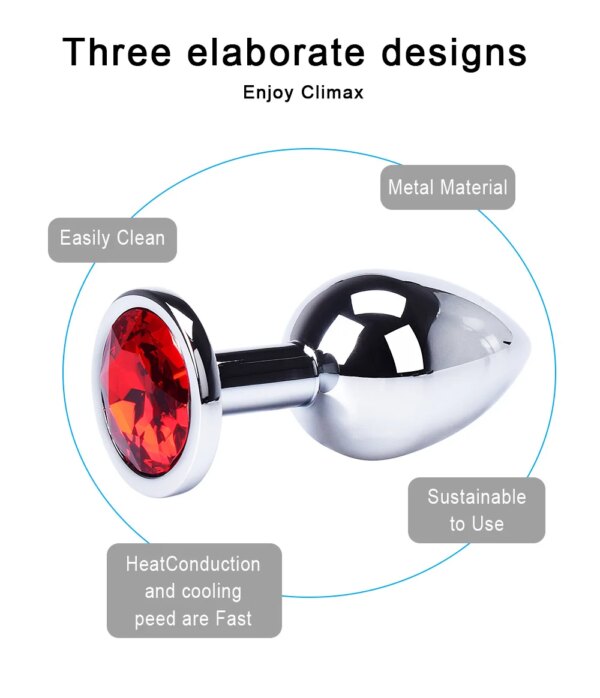 Plug Anal en métal en acier inoxydable, avec bijoux, cristal coloré, perle anale, jouets sexuels pour adultes, jeu pour femmes adultes – Image 3
