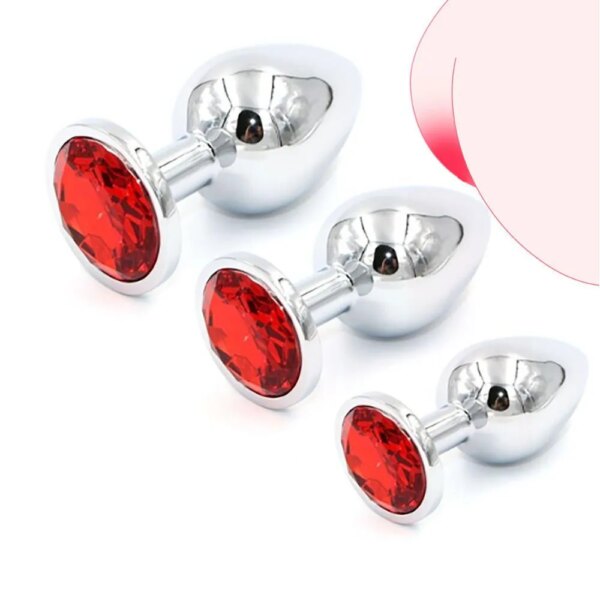 Plug Anal en métal en acier inoxydable, avec bijoux, cristal coloré, perle anale, jouets sexuels pour adultes, jeu pour femmes adultes – Image 2