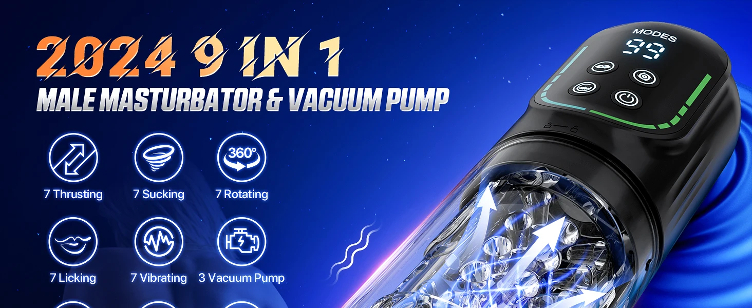 Masturbateur masculin à succion automatique, 7 roulements de poussée, pompe à pénis sous vide LCD, vraie poche, chatte, Stroker, jouets sexuels pour pipe