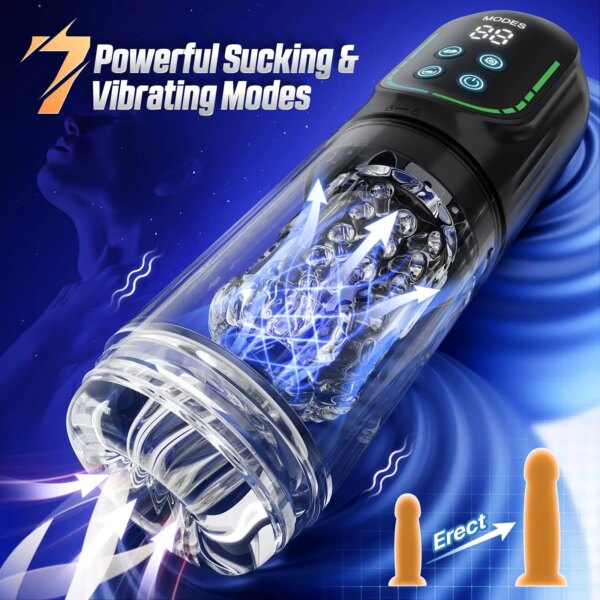 Masturbateur masculin à succion automatique, 7 roulements de poussée, pompe à pénis sous vide LCD, vraie poche, chatte, Stroker, jouets sexuels pour pipe – Image 2