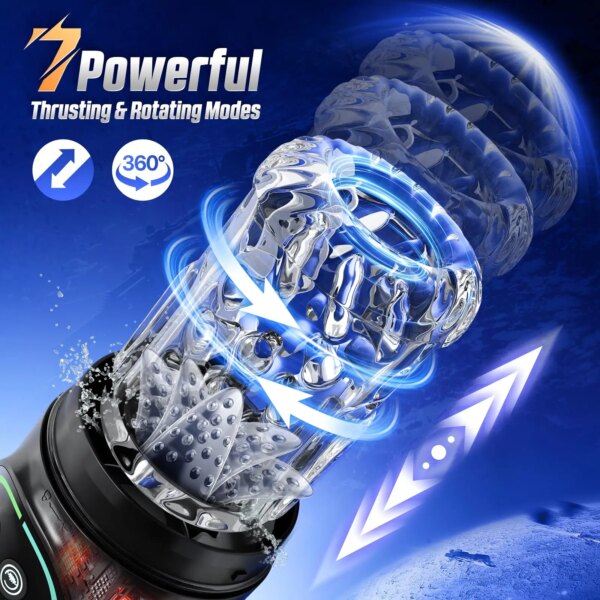 Masturbateur masculin à succion automatique, 7 roulements de poussée, pompe à pénis sous vide LCD, vraie poche, chatte, Stroker, jouets sexuels pour pipe – Image 3
