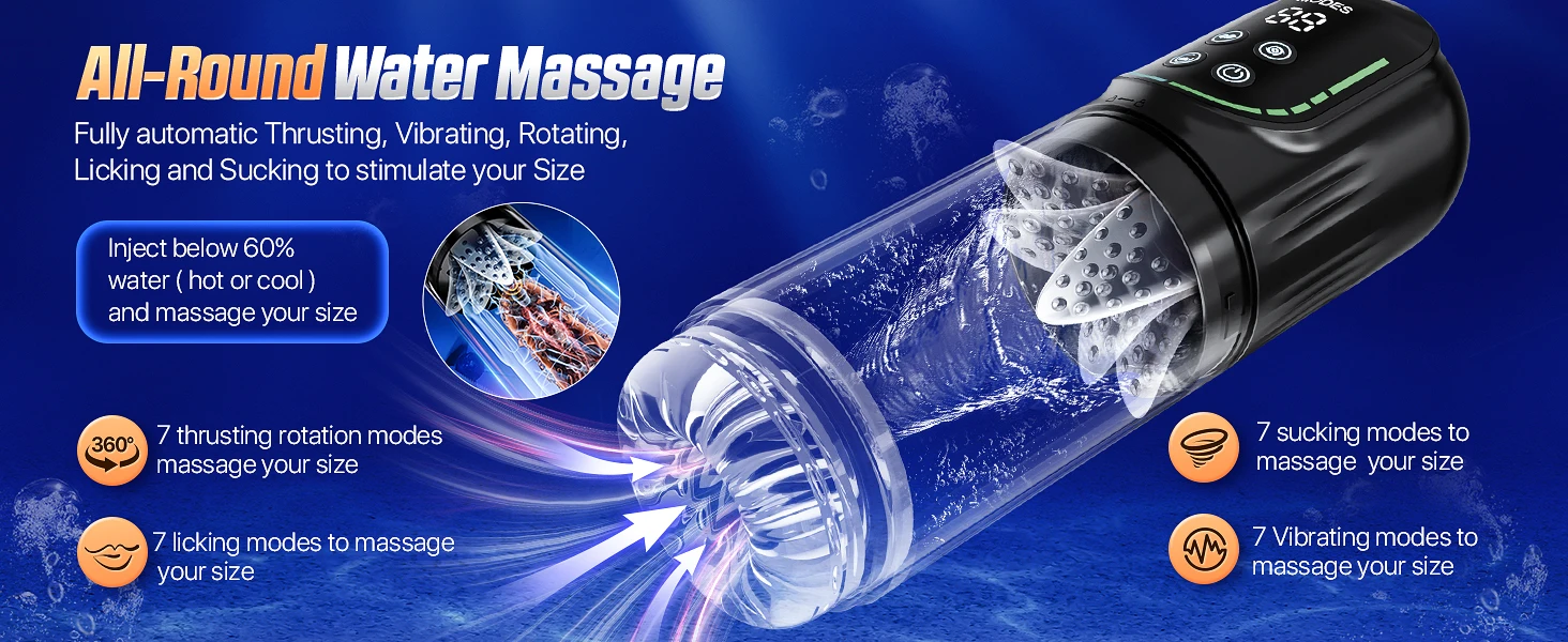 Masturbateur masculin à succion automatique, 7 roulements de poussée, pompe à pénis sous vide LCD, vraie poche, chatte, Stroker, jouets sexuels pour pipe