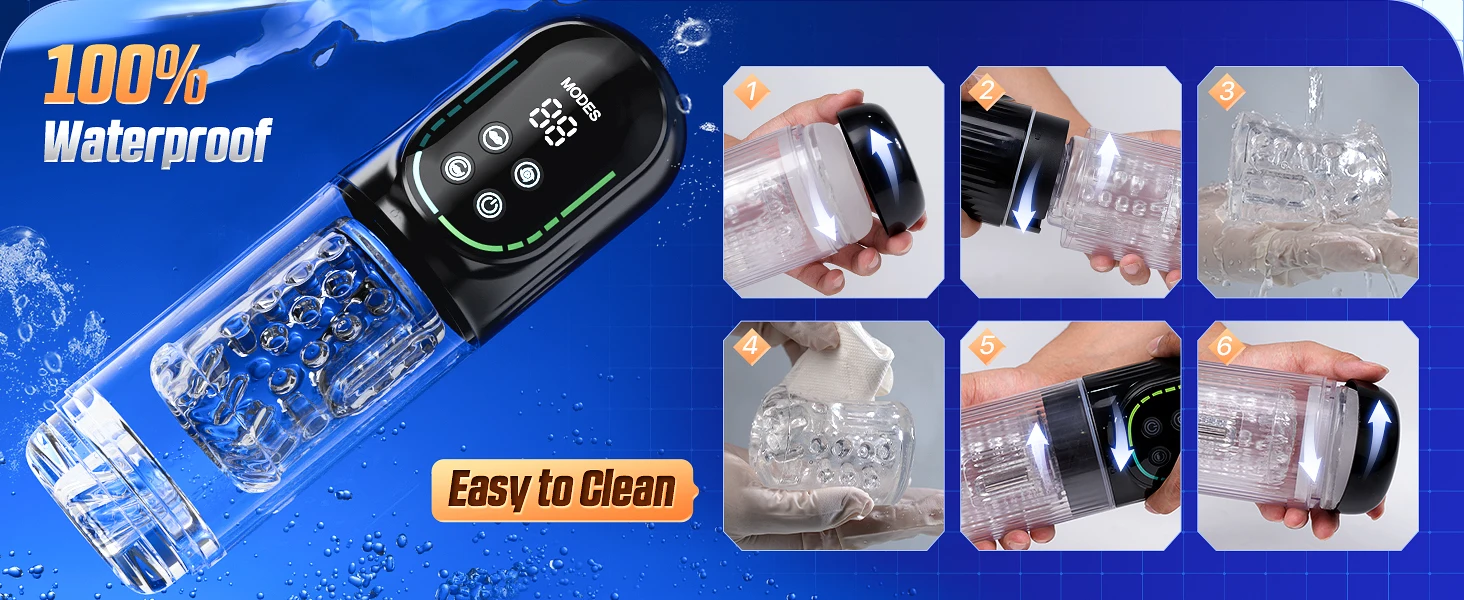 Masturbateur masculin à succion automatique, 7 roulements de poussée, pompe à pénis sous vide LCD, vraie poche, chatte, Stroker, jouets sexuels pour pipe