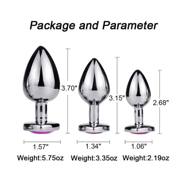 Plug anal en cristal en acier inoxydable, gode de massage de la prostate, jouets sexuels anaux, cœur 3, UNIS isseur parfait – Image 2