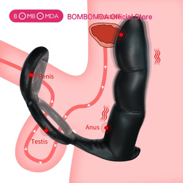 Vibromasseur anal gode pour homme, masseur de prostate, éjaculation retardée, anneau de pénis, plug anal avec balle, jouets sexuels pour homme, gay, mastjaune