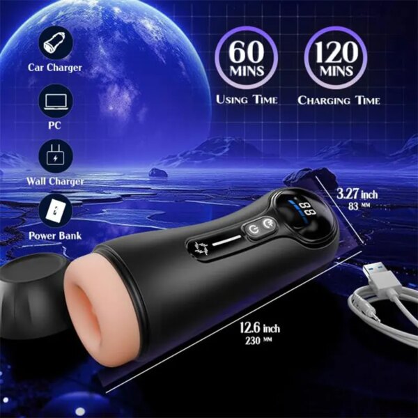 Masturbateur à succion automatique pour homme, vagin réaliste, avec affichage LED, chatte de poche, masseur de pénis à 9 vibrations, jouets sexuels pour adultes 18 – Image 6