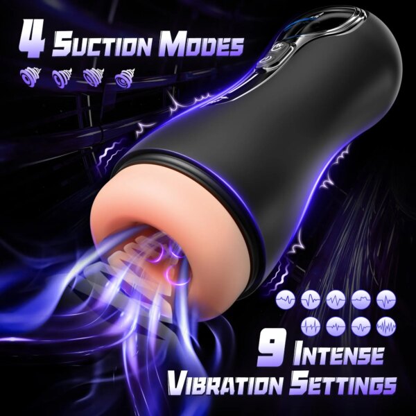Masturbateur à succion automatique pour homme, vagin réaliste, avec affichage LED, chatte de poche, masseur de pénis à 9 vibrations, jouets sexuels pour adultes 18 – Image 2