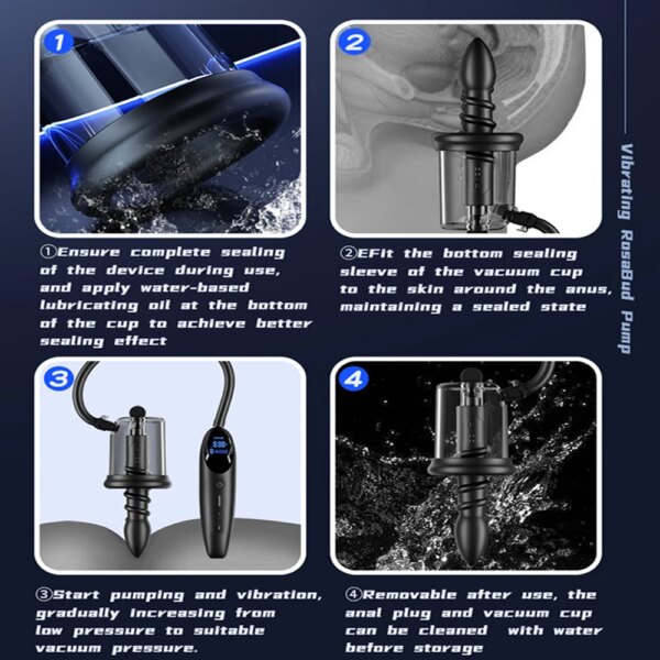 Vibration électrique succion Anus Rosebud pompe mâle Anal jouets sexuels vibrant godemichet Anal ventouse sous vide masseur de Prostate pour hommes outil – Image 3