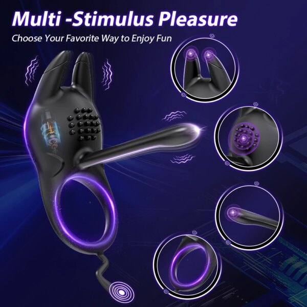Anneau de pénis vibrant pour hommes, retard d'éjaculation, anneau pénien, masseur de pénis masculin, clitoridien, point G, jouets sexuels pour couples – Image 3