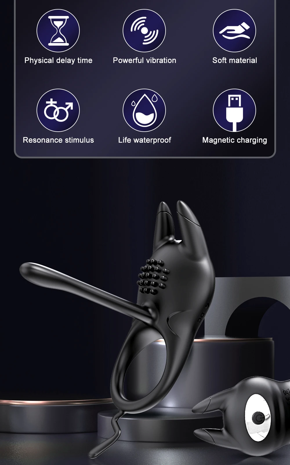 Anneau de pénis vibrant pour hommes, retard d'éjaculation, anneau pénien, masseur de pénis masculin, clitoridien, point G, jouets sexuels pour couples