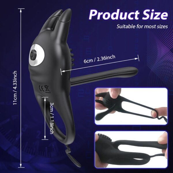 Anneau de pénis vibrant pour hommes, retard d'éjaculation, anneau pénien, masseur de pénis masculin, clitoridien, point G, jouets sexuels pour couples – Image 4