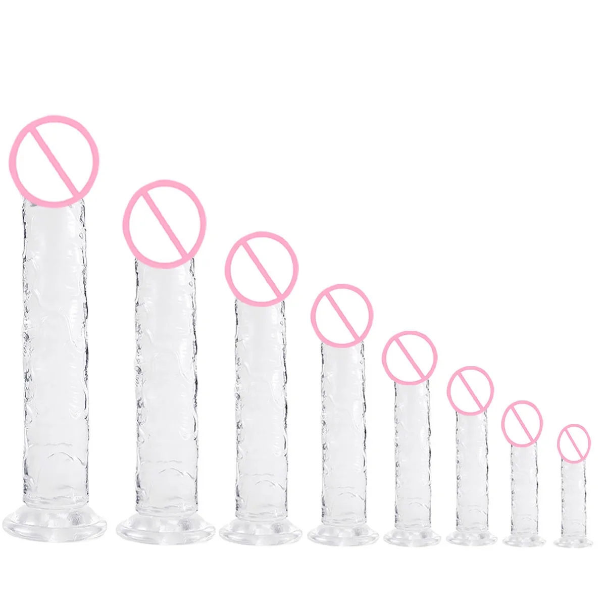 Super bon marché 7 tailles 5 couleurs réaliste doux gelée gode ventouse adulte jouet sexuel pour femmes et hommes masturbateur Vaginal et Anal