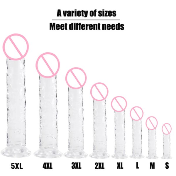 Super bon marché 7 tailles 5 couleurs réaliste doux gelée gode ventouse adulte jouet sexuel pour femmes et hommes masturbateur Vaginal et Anal