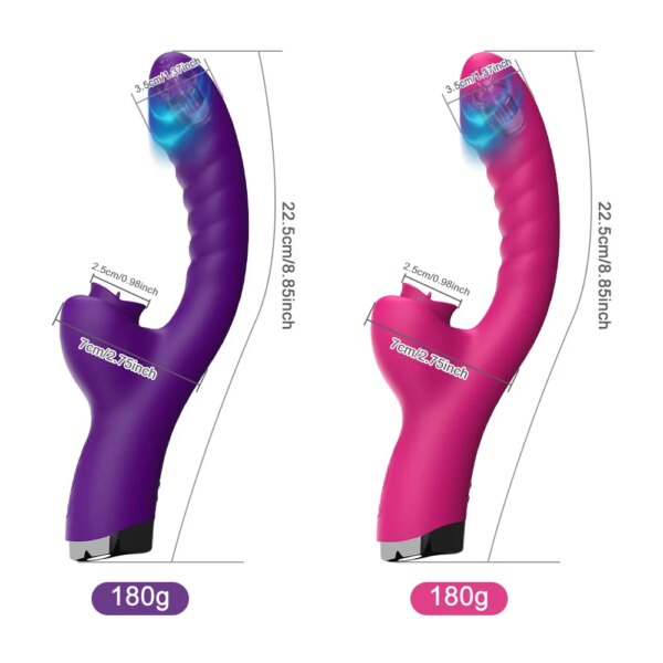 Vibromasseur à lécher la langue 2 en 1, jouets sexuels pour femmes adultes, godes, stimulateur de Clitoris avec 20 vitesses, produit sexuel – Image 4
