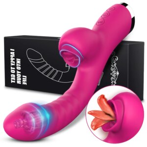Vibromasseur à lécher la langue 2 en 1, jouets sexuels pour femmes adultes, godes, stimulateur de Clitoris avec 20 vitesses, produit sexuel