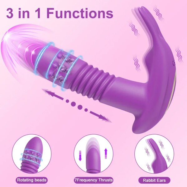 Vibromasseur de poussée pour femmes, gode télescopique rotatif avec télécommande, Massage du point G, stimulateur de Clitoris, jouet sexuel pour femmes – Image 2