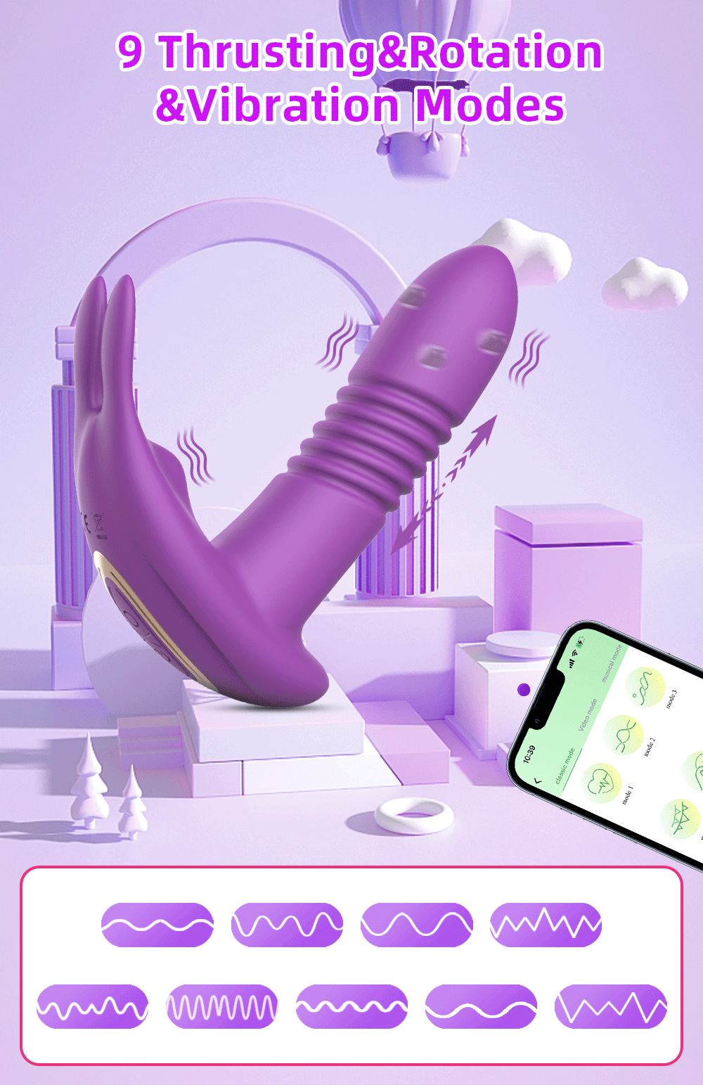 Vibromasseur de poussée pour femmes, gode télescopique rotatif avec télécommande, Massage du point G, stimulateur de Clitoris, jouet sexuel pour femmes