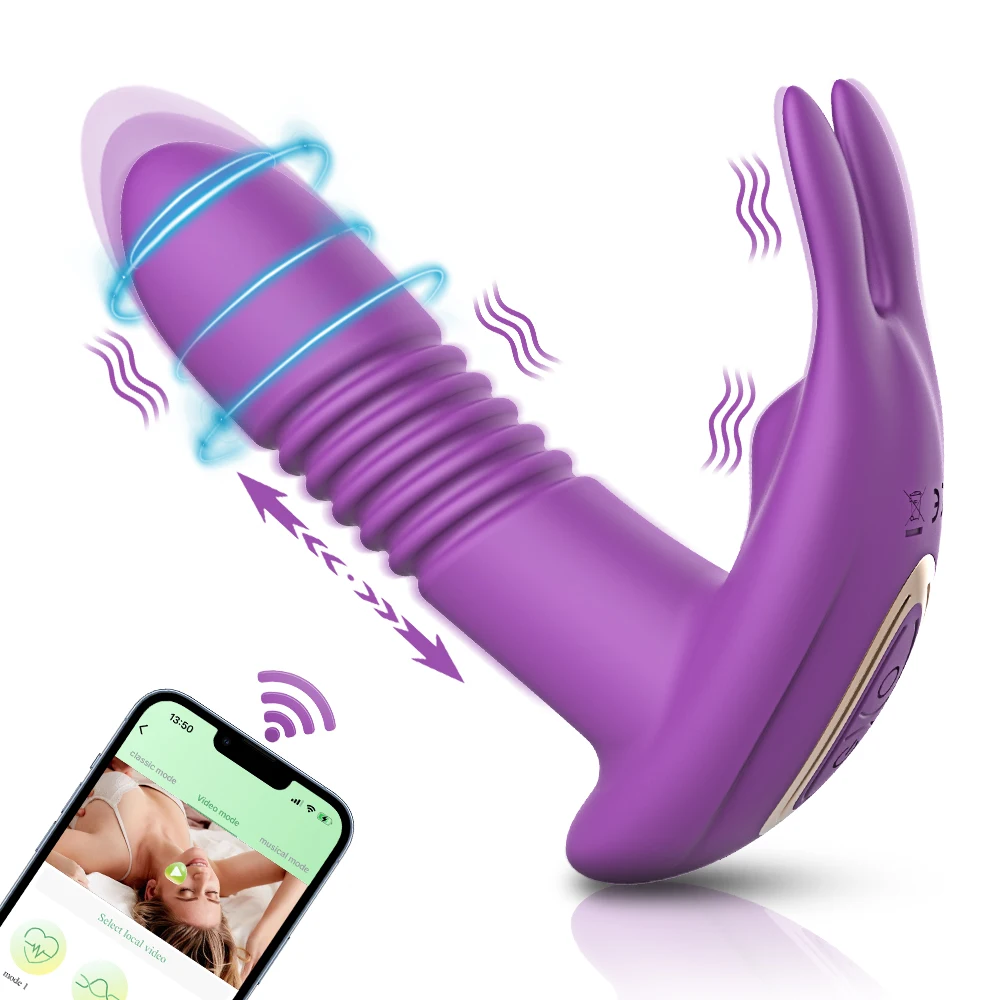 Vibromasseur de poussée pour femmes, gode télescopique rotatif avec télécommande, Massage du point G, stimulateur de Clitoris, jouet sexuel pour femmes