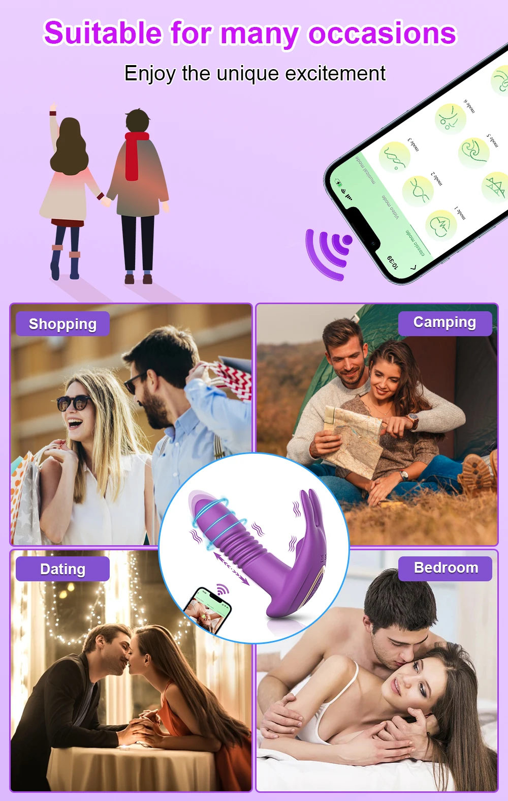 Vibromasseur de poussée pour femmes, gode télescopique rotatif avec télécommande, Massage du point G, stimulateur de Clitoris, jouet sexuel pour femmes