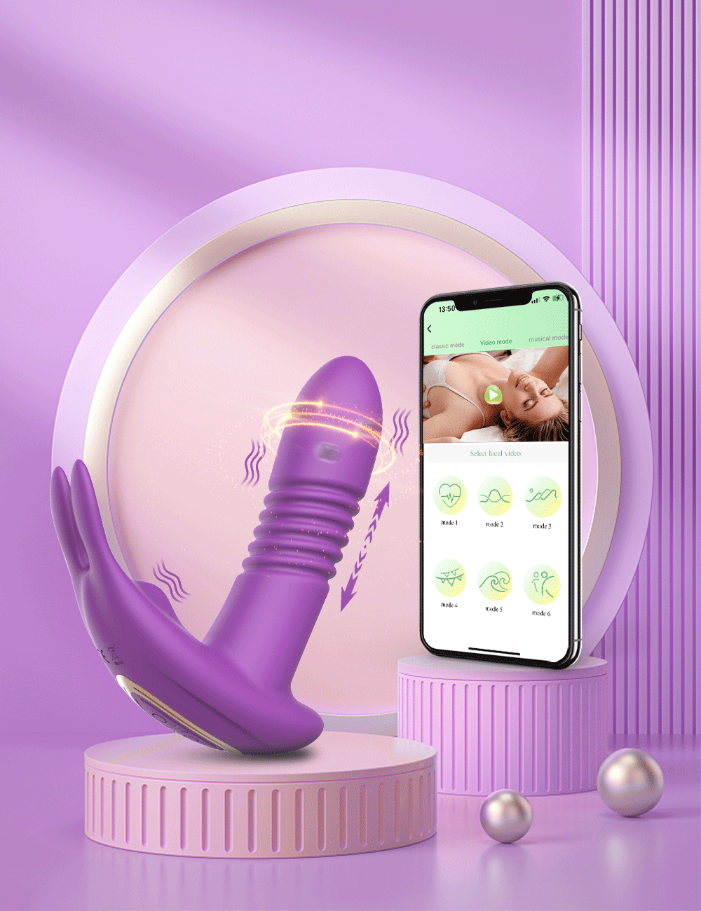 Vibromasseur de poussée pour femmes, gode télescopique rotatif avec télécommande, Massage du point G, stimulateur de Clitoris, jouet sexuel pour femmes