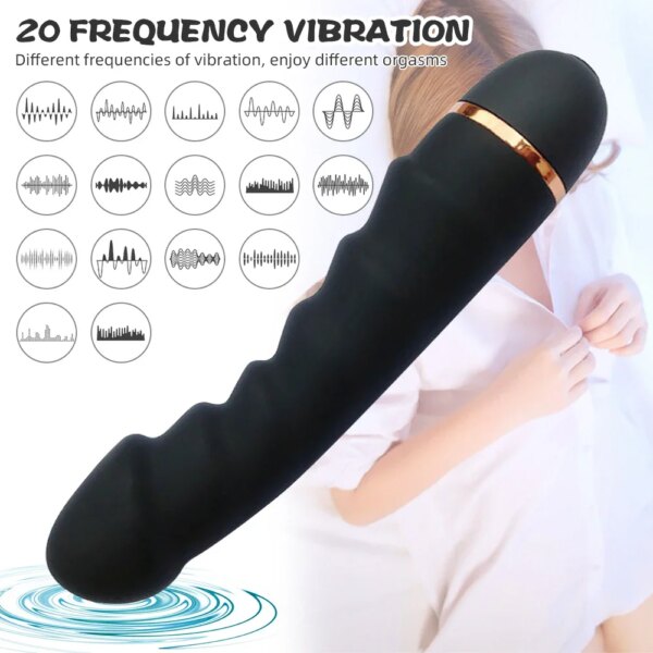 Godemiché vibrateur en Silicone souple, 20 Modes, pénis réaliste, moteur fort, stimulateur clitoridien du point G, masturbateur féminin, jouets sexuels pour adultes – Image 2