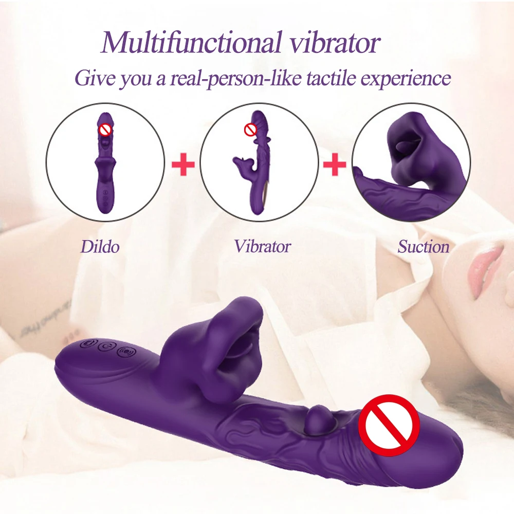 Gode vibrateur de morsure d'aspiration de langue 3 en 1, stimulateur de Clitoris du point G féminin, masturbateur, jouets sexuels pour adultes pour femmes