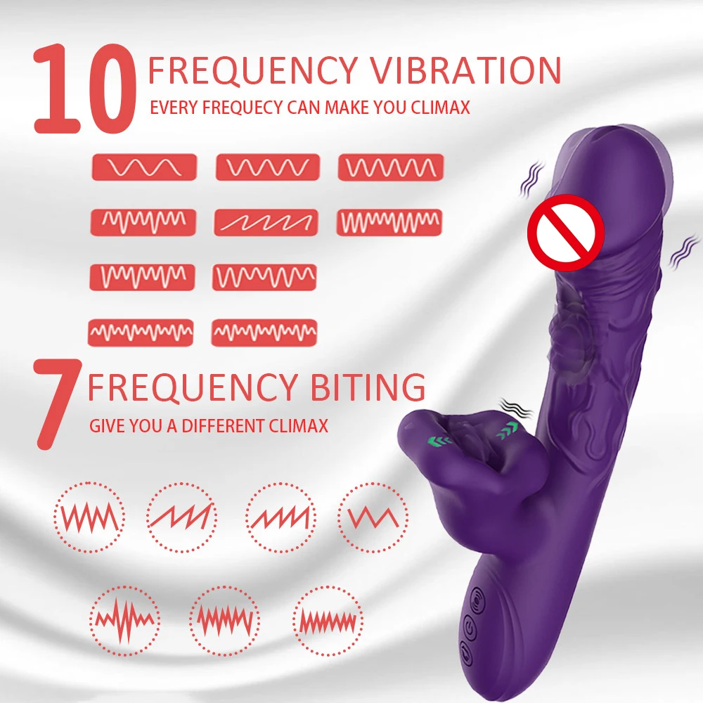 Gode vibrateur de morsure d'aspiration de langue 3 en 1, stimulateur de Clitoris du point G féminin, masturbateur, jouets sexuels pour adultes pour femmes