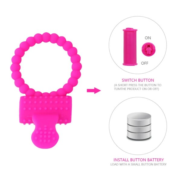 Anneau de pénis vibrateur jouets sexuels pour hommes masturbateurs adultes vibrateur pour femmes Couples Cage de chasteté accessoires érotiques Sex Shop – Image 5