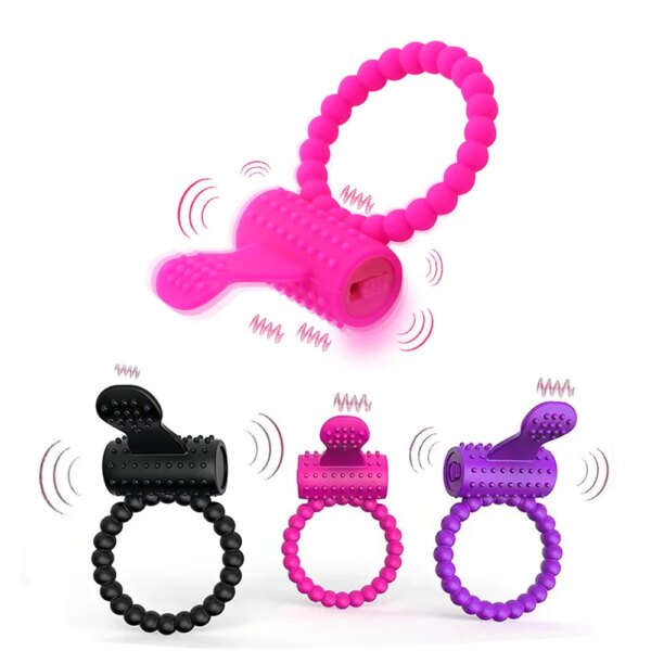 Anneau de pénis vibrateur jouets sexuels pour hommes masturbateurs adultes vibrateur pour femmes Couples Cage de chasteté accessoires érotiques Sex Shop – Image 2