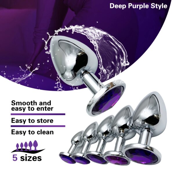 Plug anal en métal pour adultes, base de bijoux, maire intérieur à tiges, plug anal, jouets pour adultes, queue, sexe féminin et masculin, jouets sexuels éducatifs, jeu pour couples, 5 tailles – Image 3